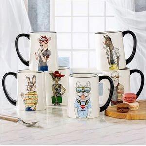 Signature Houseware Hipster Animal Ceramic Mug/ 16.5oz 6 - Piece Set